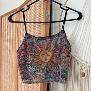 Urban Outfitters Boho Sun Print Crop Top 🌞